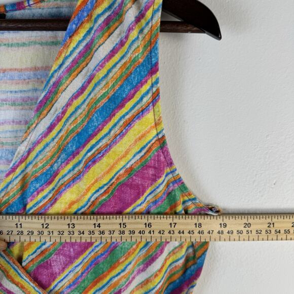 LAUREN RALPH LAUREN Sleeveless Wrap Top Multicolor Striped Surplice V Neck Boho - Picture 5 of 6